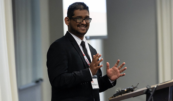 Revanth Raghupatruni, a marketing Ph.D. student, represents Nebraska and presents research